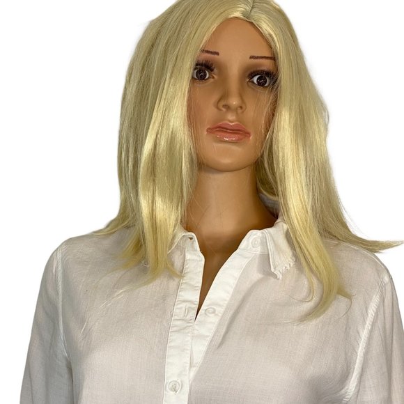 Anthropologie Cloth & Stone White Tiered Frayed Peplum Blouse Tunic Small - Picture 11 of 11